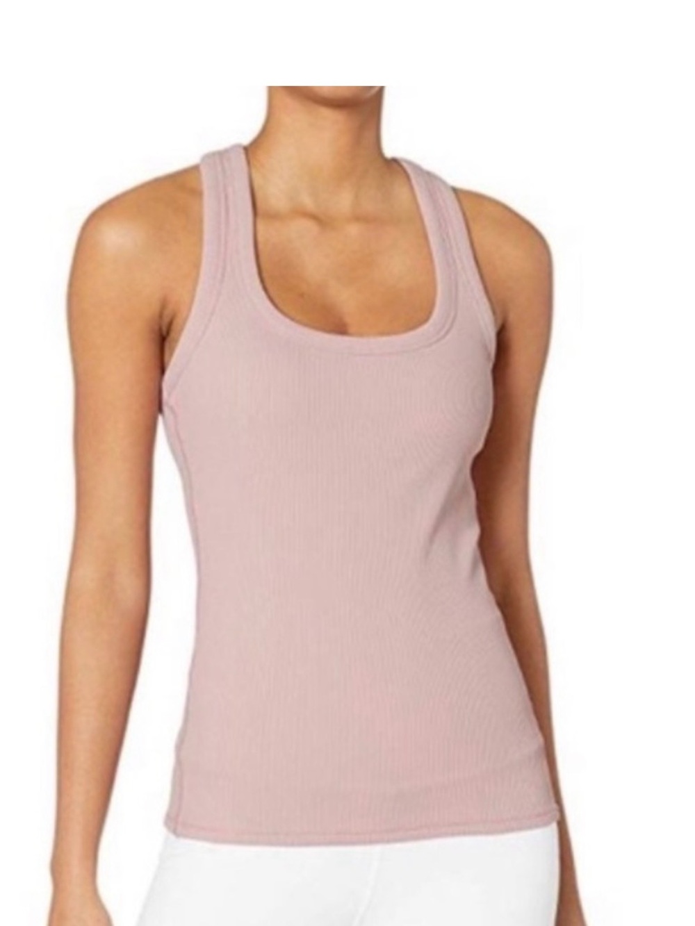 ALO Yoga Ribbed Scoop Tank Top - Dusty Rose